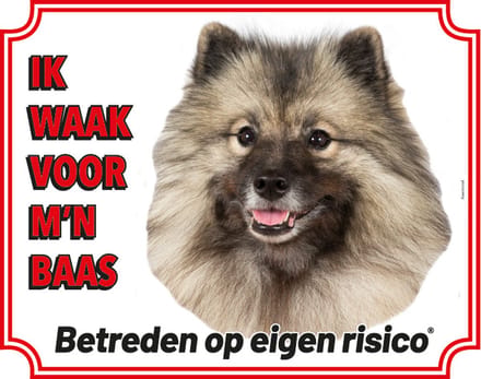 Keeshond Waakbord - Ik waak voor mijn Baas Grijs