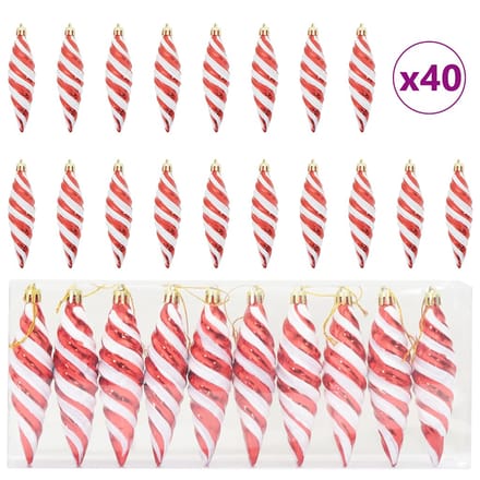 vidaXL Kerst Spiralvorm Bal 40 st Rood 3 x 11 cm Kunststof