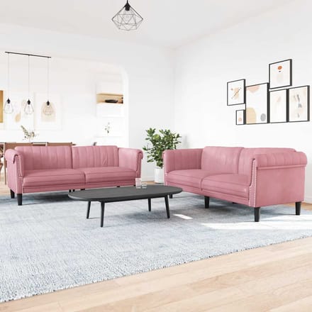 vidaXL - 2-delige - Loungeset - fluweel - roze