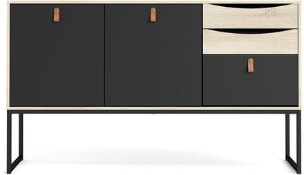 Sady dressoir 2 deuren, 3 lades mat zwart, eiken decor.