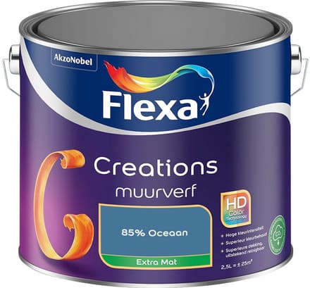 Flexa - Creations Muurverf Extra Mat - 85% Oceaan - Mengverf - 2,5 L