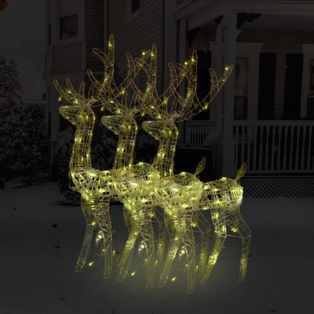 vidaXL Kerstversieringen rendier 3 st 128 cm acryl warmwit