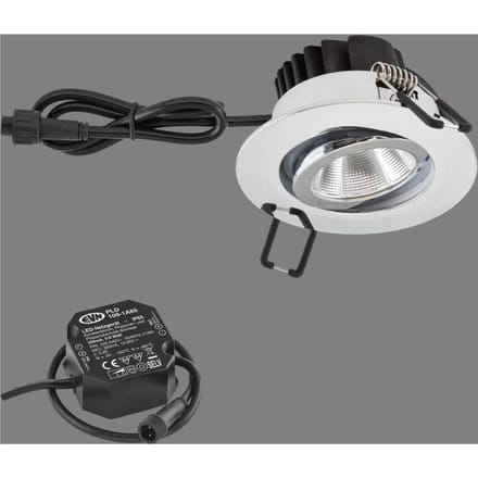 EVN PC65 buiten-inbouwlamp rond, 3000K chroom