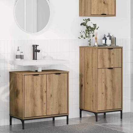 vidaXL Badkamermeubelset 2 st Artisan Eiken Geperst Hout en Metaal