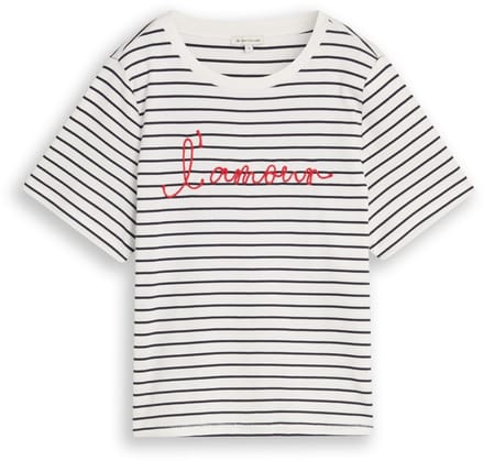 Tom Tailor - T-shirt met opschrift - Maat XXL - navy offwhite stripe