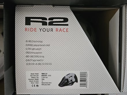 R2 fietshelm Trail 2.0 - full-wrap in-mold technologie - Grijs