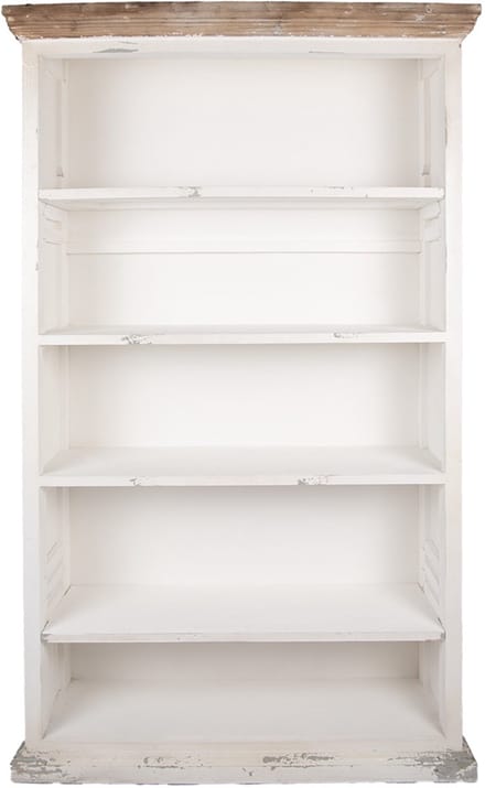 Clayre & Eef Boekenkast Verstelbare Planken 116x36x195 cm Wit Hout