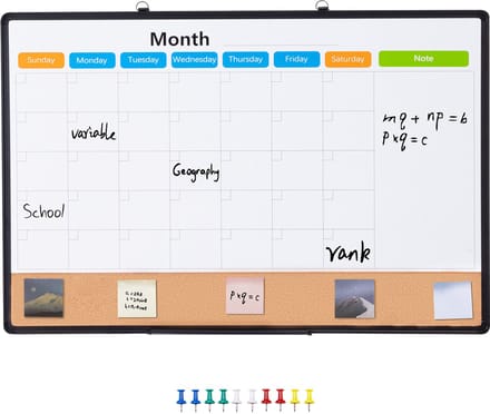 Maandkalender Whiteboard,91 X 61 cm, met Aluminium Frame - 2-In-1 Magnetisch Whiteboard en Wandgemonteerd Prikbord - Perfect