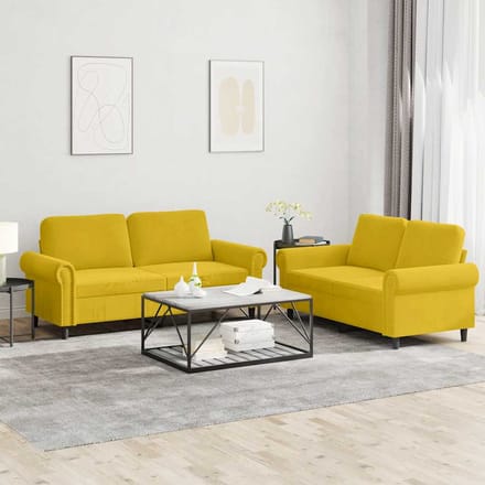 vidaXL - 2-delige - Loungeset - met - kussens - fluweel - geel