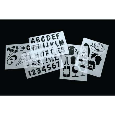 Securit®-sjabloonset met zes letters, cijfers en vormen