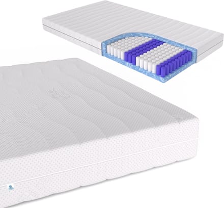 Nobel bedden Hybrid Matras Pocketvering - Wit - Bamboe - 80x200x20