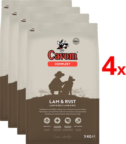 Cavom Compleet - Lam & Rijst - Hondenvoer - 4 x 5kg