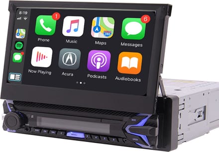 Boscer 1Din Autoradio - Apple Carplay & Android Auto - 7" HD Automatisch Klapscherm - Motor Klapscherm - USB, Aux, Bluetooth - MP5 - Achteruitrijcamera