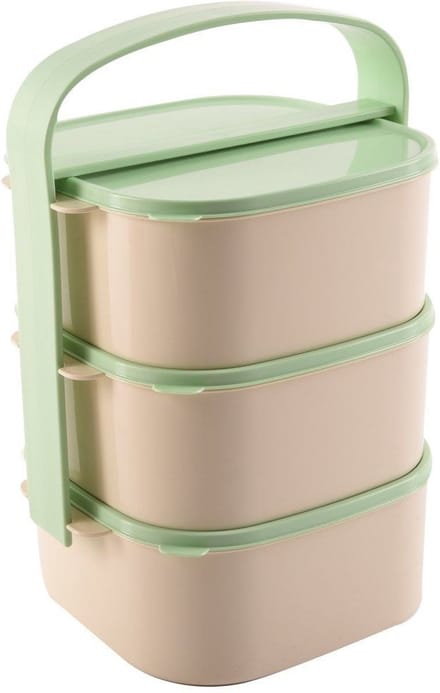 Container voor Eten Plastic 3-Niveaus 3x1,15 l - Voedselcontainer - Lunchbox