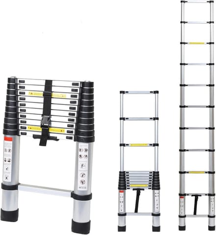 Telescopische Ladder 3,2m Aluminium - Multifunctioneel & Draagbaar met Haak - Max. 150 kg