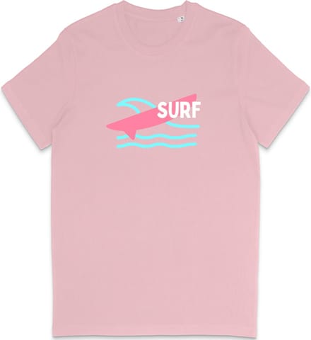 T Shirt Heren Dames - Surf - Grafische Print - Roze- S