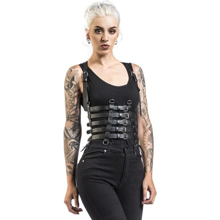 Poizen Industries - Gothic Harness - Aniya Belt - voor Vrouwen - zwart