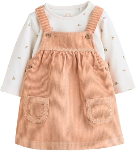 Next - Meisjes - 2-delige corduroy babyset van romper en overgooier - Oranje