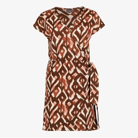 TwoDay dames jurk met grafische print bruin - Maat S