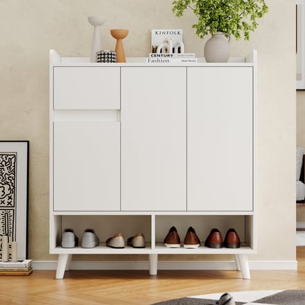 REDOM - Schoenenkast - Verstelbare Planken - Modern - Voor Hal - Spaanplaat - Wit - 90 X 35 X 99 Cm