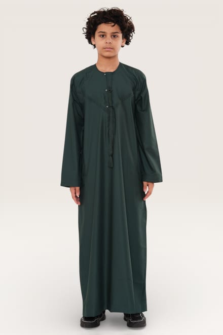 Kinderen jongens groene Eid Marokkaanse Jubba Robe Djellaba Ramadan Eid Thobe LFS- K-HM11