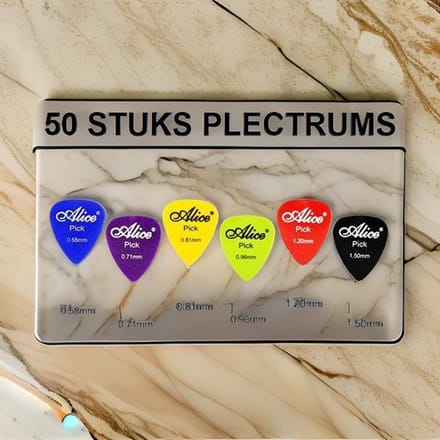 50 Stuks Plectrums – Gitaar Plectrum – Mix van diktes 0.58 mm tot 1.5 mm