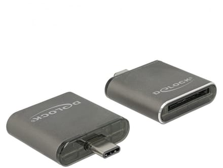 DeLOCK USB Cardreader met USB-C connector en 1 kaartsleuf - voor SD (o.a. SD 3.0/UHS-I en SD 4.0/UHS-II) - USB3.0