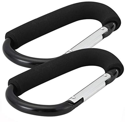 Zwarte 6.3" Buggy Clips voor Pram & Pushchair - 16cm (2 Stuks)
