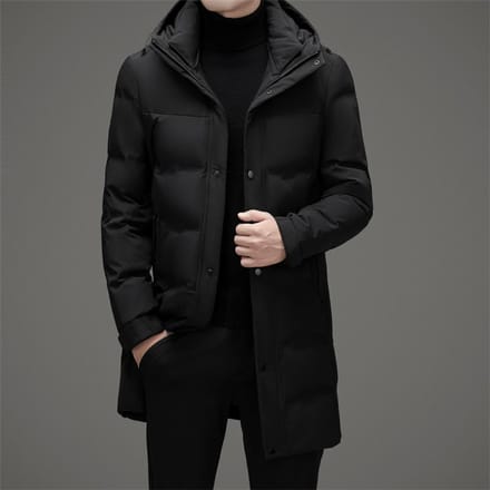 Winter Lange Verdikte Met Capuchon Donsjack Middelbare Leeftijd Mannen Wit Eendendons Koudebestendig Donsjack 4XL zwart