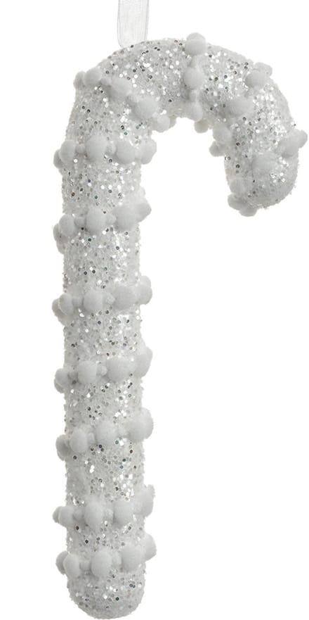 Clayre & Eef Kersthanger Zuurstok 17 cm Wit Kunststof