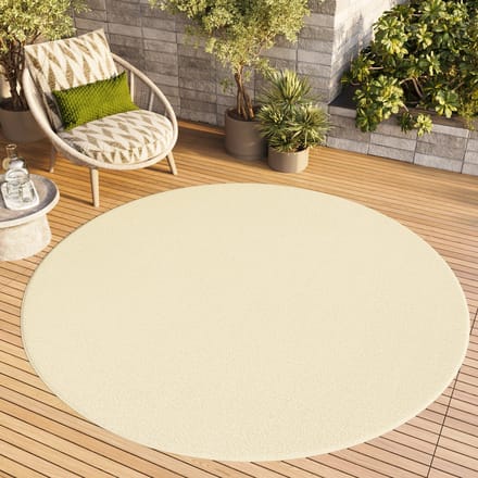 Tapiso Mono Rond Vloerkleed Creme Laagpolig Effen Tapijt Maat- 200x200