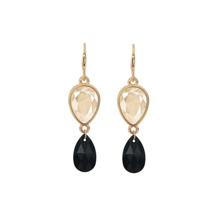 Party Ivory Black Bling - oorhangers - 18 karaats verguld