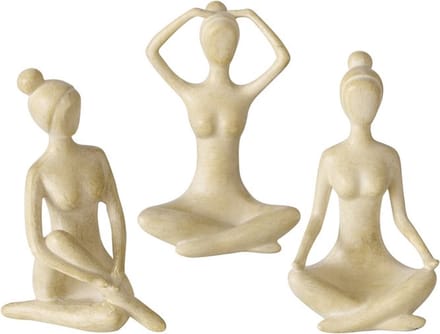Boltze - Set/3 - Beelden - Sculpturen - Figuren - Yoga - Vrouw - Hoogte 10 cm