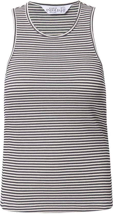 Studio Untold - Dames - Tanktop slim shape structuurjersey strepen - Zwart - Maat 46+
