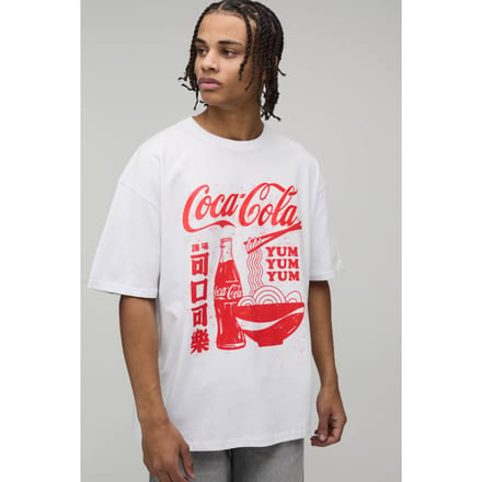 Oversized Coca-Cola Licentie Geprint T-Shirt | White | Size Small