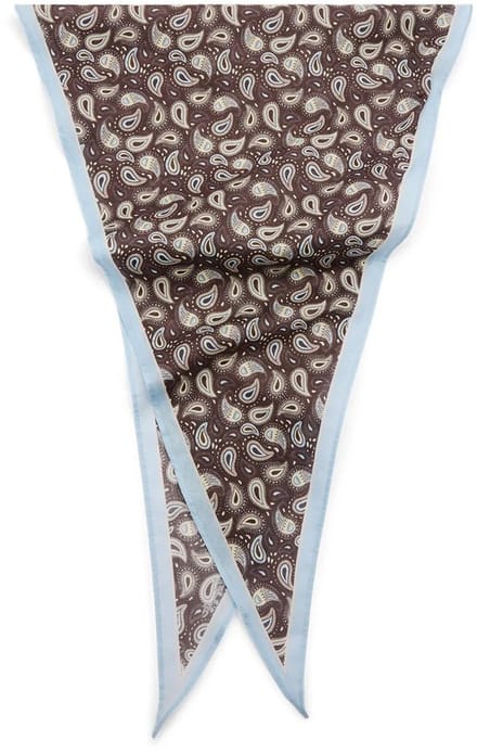 Manfield - Dames - Bruin sjaaltje met wit en blauwe details - Maat 1