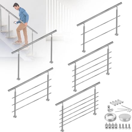 Roestvrijstalen trapleuning - Balustrade leuning - Veilig traplopen - Robuust en duurzaam - 180 cm - Zilver