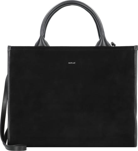 REPLAY Leren Schoudertas Shoulder Bag Black Zwart