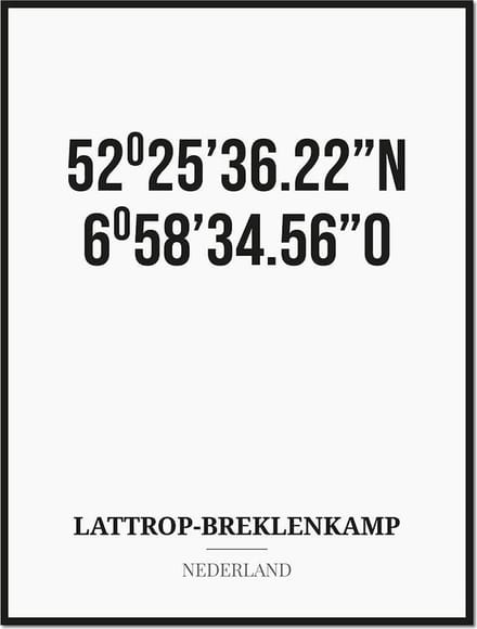 Poster/kaart LATTROP-BREKLENKAMP met coördinaten