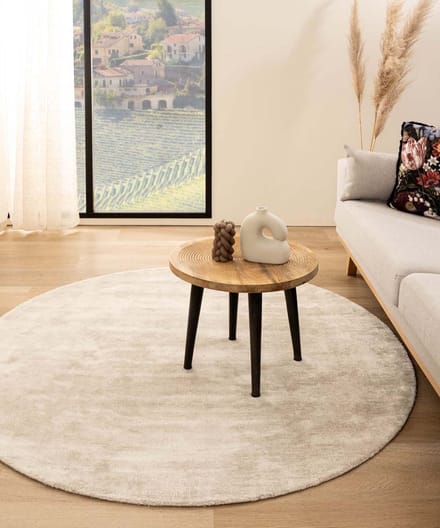 Viscose vloerkleed rond - Glamour ivoor 200