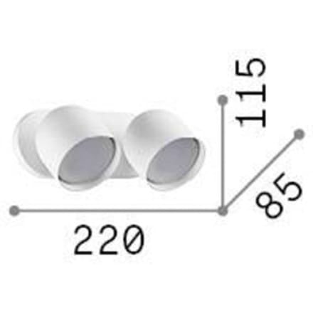 Wandlamp Ideal Lux Dodo, wit, 2-lamps, metaal Ø 8,5 cm