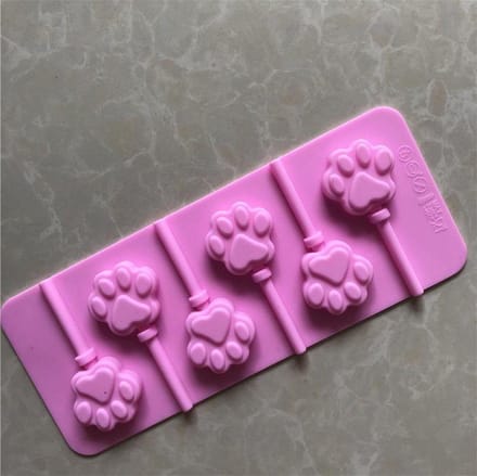 BukkitBow - Chocolade Vorm van Siliconen - 6 Kattenpootjes Vormpjes - Lolly Vorm en Snoepvorm - Roze