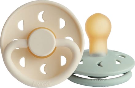FRIGG Moon Fopspeen - Rond - 2 Stuks - 0-6 Mnd - Cream/Sage