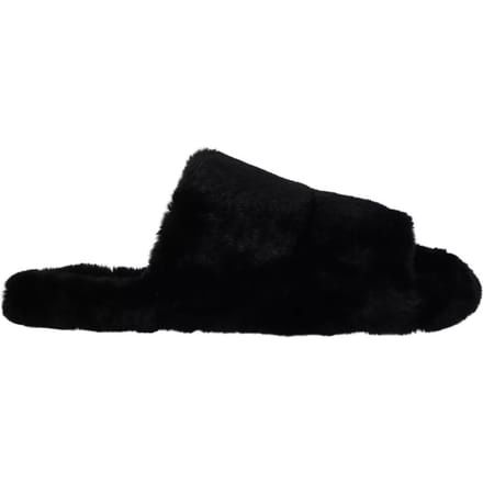 Dolce & Gabbana Zwarte Polyester Nepbont Heren Slippers Sandalen Schoenen