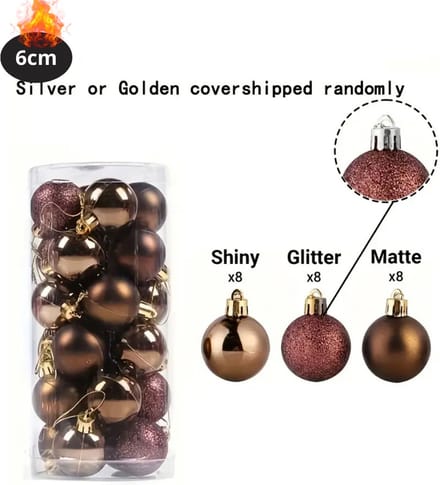 Nivard Kerstballen - Kerstversiering - Plastic - Koffie - 6 cm - 24 stuks