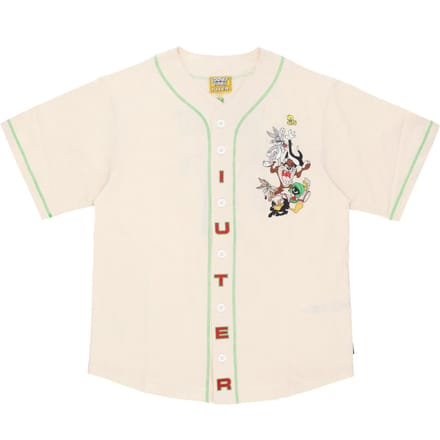 Looney Tunes honkbalshirt voor heren, cremekleurige knopenjas