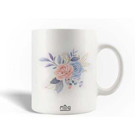 Mug en Céramique Fleur Rose Abstraite Avec Des Pétales Texturés