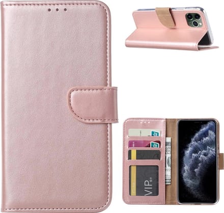 Hoesje Geschikt voor iPhone 11 Pro Max Portemonnee hoesje - Rosegoud