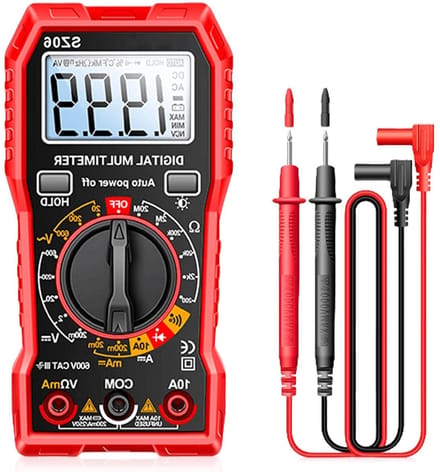 Digitale multimeter - Spanningsmeter Ampèremeter - Elektrische metingen - LCD scherm met achtergrondverlichting - 600 V - Rood