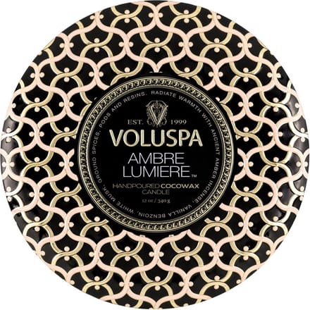 Voluspa Geurkaars Maison Noir Ambre Lumiere 3 Wick Tin Candle 340gr